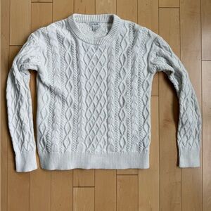 J. Crew White Cable Knit Crewneck Sweater